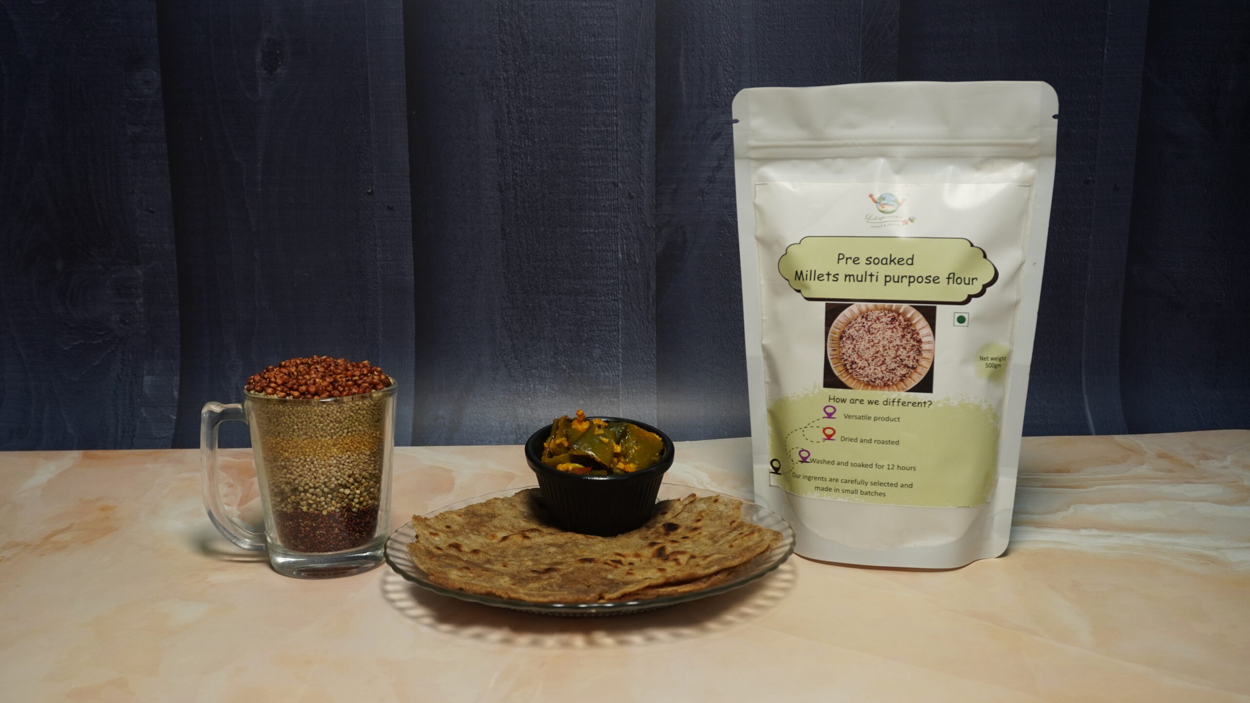 Pre soaked multipurpose millet flour